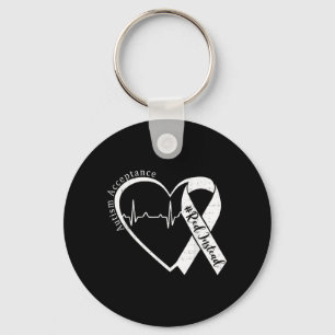 Autism Acceptance Red Instead Heart Awareness Men Keychain