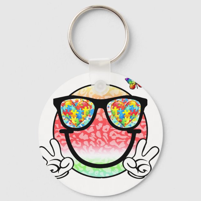 autism acceptance smile keychain (Front)