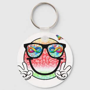 autism acceptance smiley (2 keychain
