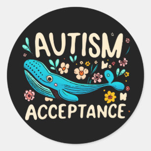 Autism Acceptance Whale Classic Round Sticker
