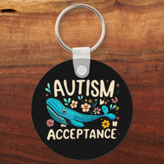 Autism Acceptance Whale Keychain