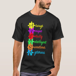 Autism Acronym And Puzzle Piece Fun Autism Awar T-Shirt