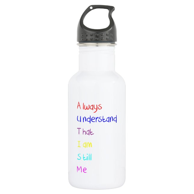 Autism Acrostic Poem Crayon Stainless Steel Water Bottle (Front)