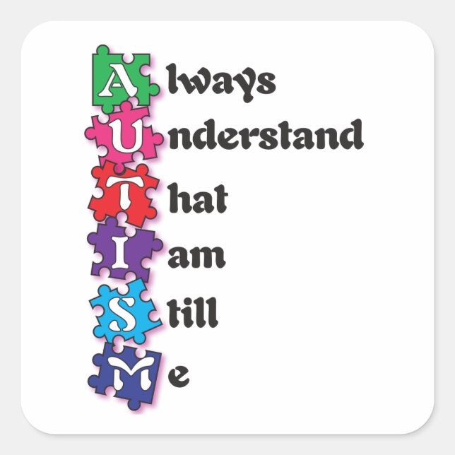 Autism Acrostic Poem Square Sticker (Front)
