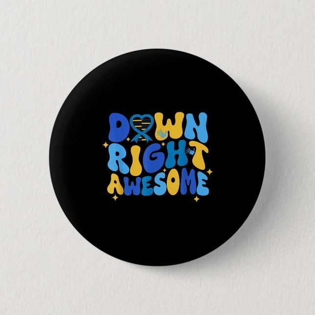 Autism adhd down syndrome awareness 321 down right button (Front)