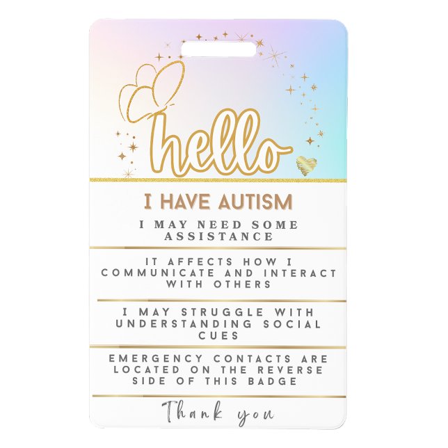 Autism Alert Autistic id Badge (Autism Alert Autistic Contact id Badge)
