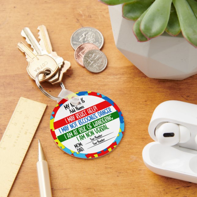 Autism Alert Non Verbal id Keychain (Desk)