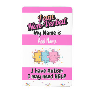 Autism Alert Nonverbal Autistic Contact Badge