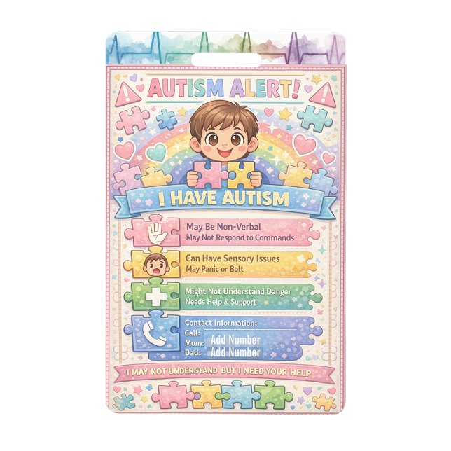 Autism Alert Nonverbal Autistic Contact Badge (Autism Alert Nonverbal Autistic Contact Badge)