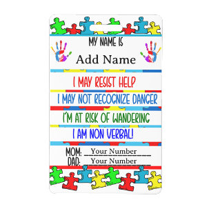Autism Alert Nonverbal Autistic Contact Badge
