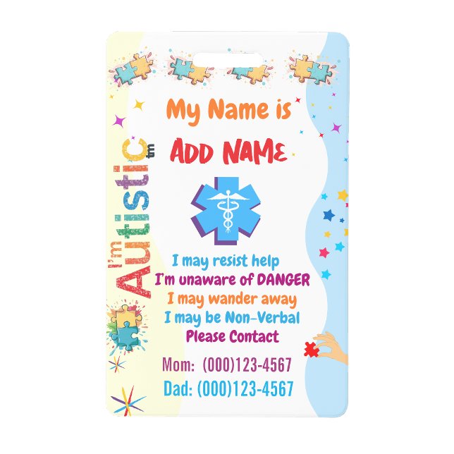 Autism Alert Nonverbal Autistic ID Badge (Autism Alert Nonverbal Autistic ID Badge)