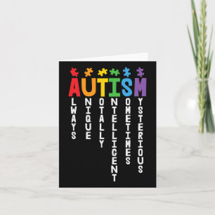 Autism Always Unique Totally Intelligent Autism Aw Card