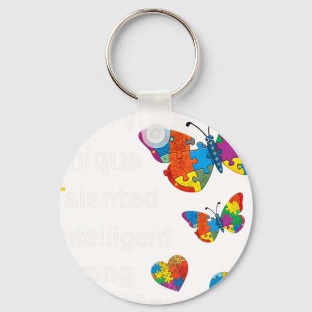 AUTISM Amazing Unique Talented Intelligent Strong  Keychain (Front)