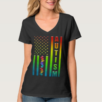 Autism American Flag Autism Awareness Life For Men T-Shirt