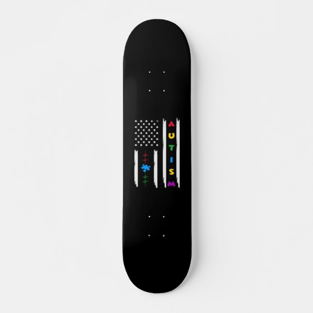 Autism American Flag Autism Awareness Skateboard (Front)