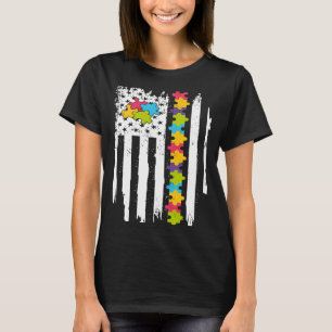 Autism American Flag Autism Awareness T-Shirt
