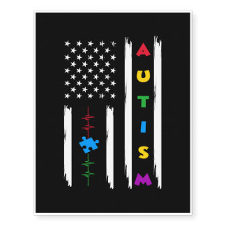 Autism American Flag Autism Awareness Temporary Tattoos