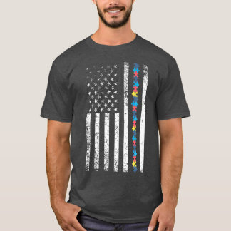 Autism  American Flag Puzzle Piece Products T-Shirt