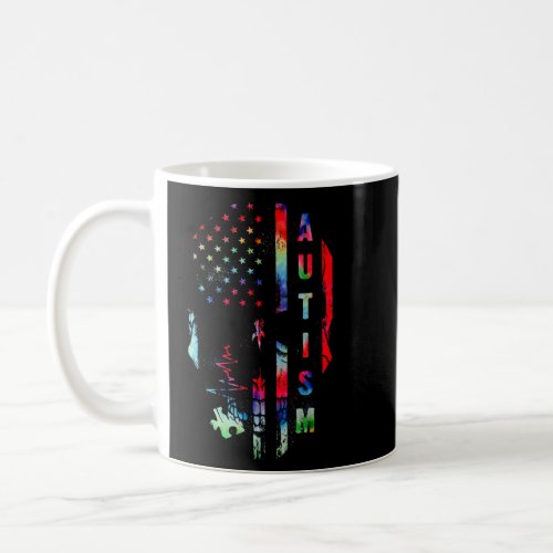 Autism American Flag Skull Autistic Parents Men Wo Coffee Mug