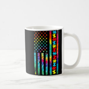 Autism American Flag Tee Tie Dye Autism Awareness Coffee Mug