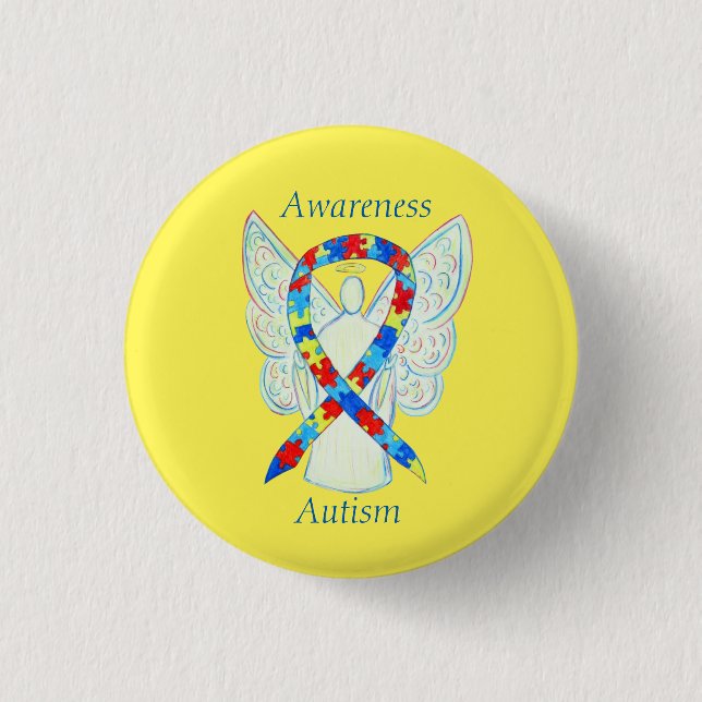 Autism Angel Puzzle Awareness Ribbon Pins (Front)
