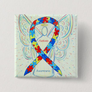 Autism Angel Puzzle Awareness Ribbon Pins