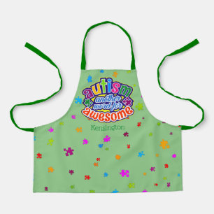 AUTISM another word for AWESOME with YOUR NAME Apron