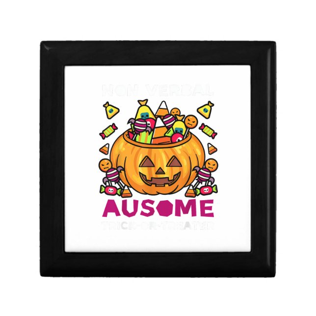 Autism ASD Awareness Halloween Non Verbal Trick Or Gift Box (Front)