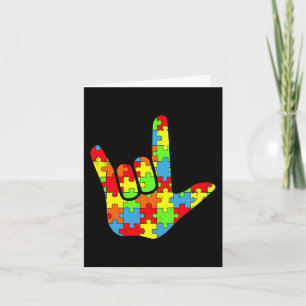 Autism ASL Love Sign Language Autism Awareness Puz Card