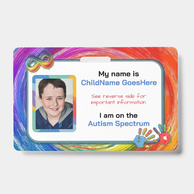 Autism Assistance Identification Card Badge (Front)