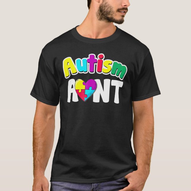 Autism Aun Awareness Puzzle Pieces Colors T-Shirt (Front)