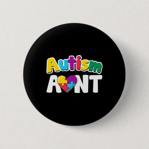 Autism Aunt Awareness Puzzle Pieces Colors Gift Button