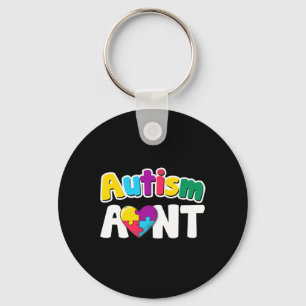 Autism Aunt Awareness Puzzle Pieces Colors Gift  Keychain