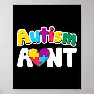 Autism Aunt Awareness Puzzle Pieces Colors Gift  Poster