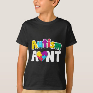 Autism Aunt Awareness Puzzle Pieces Colors Gift T-Shirt