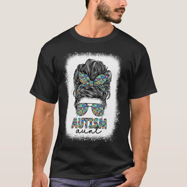 Autism Aunt For Women Autism Awareness Auntie Auti T-Shirt (Front)