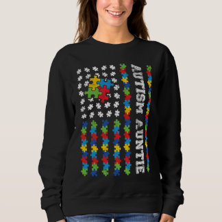 Autism Auntie American Flag Autism Awareness Sweatshirt