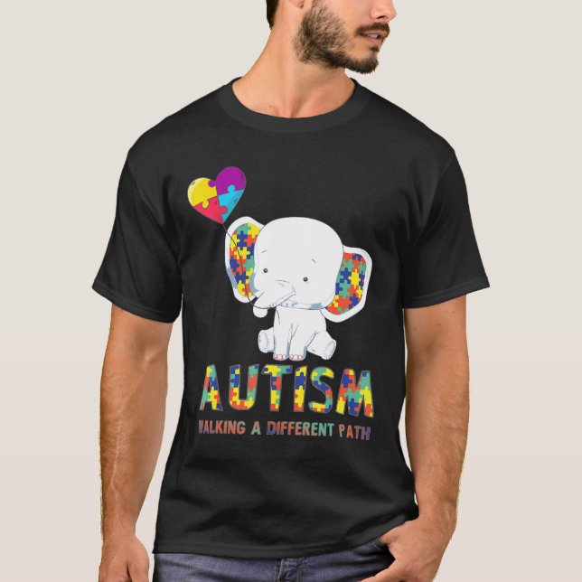 Autism-Autism Elephant Walking A Different Path  F T-Shirt (Front)