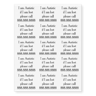 Autism Autistic Lost and Found Temporary Tattoos