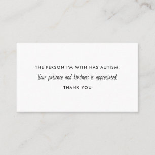 Autism Autistic Patience Kindness Information Business Card