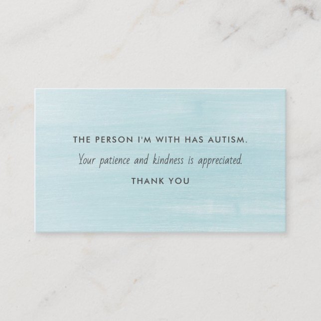 Autism Autistic Patience Kindness Information Business Card (Front)