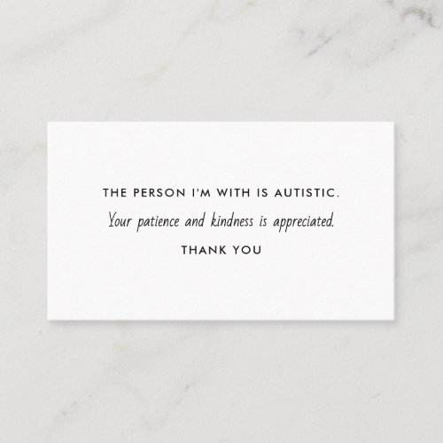 Autism Autistic Patience Kindness Information  Business Card