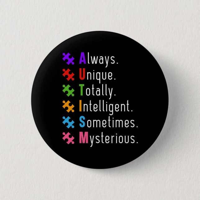 Autism Autistic Puzzle  Button (Front)