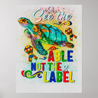 Autism Autistic See Able Not Label Autism Awarenes Poster