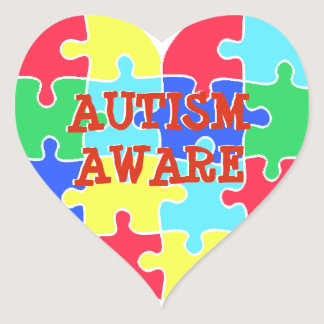 Autism Aware Heart Puzzle Pieces Sticker