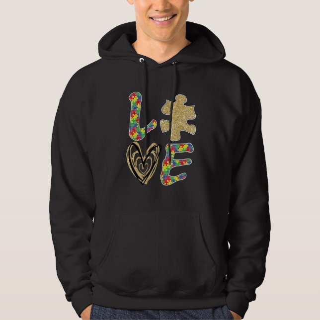Autism Awareness 2023 Love and Cute Puzzle Piece D Hoodie (Front)