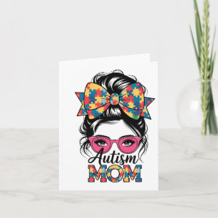 Autism Awareness 2025 Autism Mom Coquette Bow Puzz Card