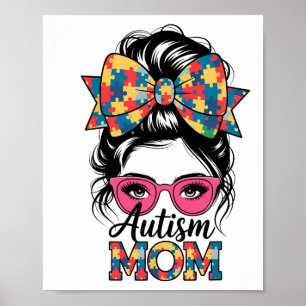 Autism Awareness 2025 Autism Mom Coquette Bow Puzz Poster