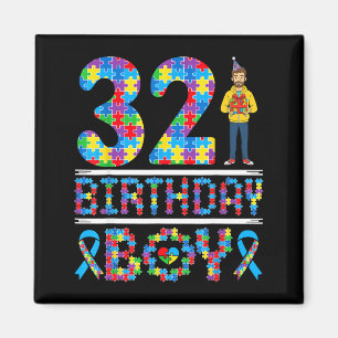Autism Awareness 32nd Birthday Boy Puzzle Piece 32 Magnet