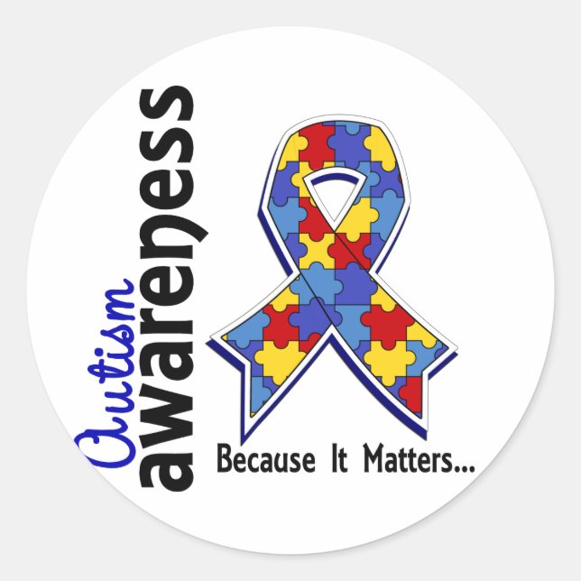 Autism Awareness 5 Classic Round Sticker (Front)